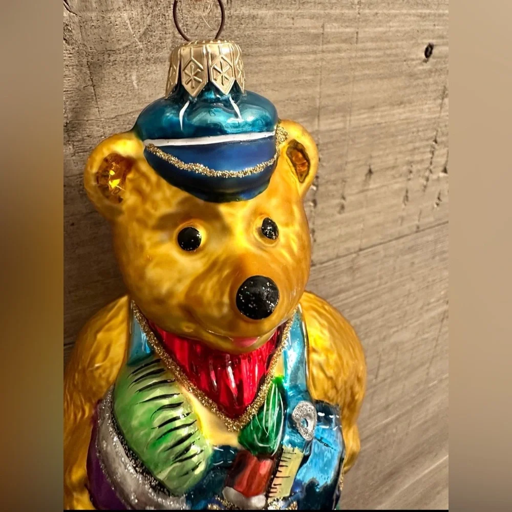 Handblown Glass Kurt Adler Polonaise Komozja Ornament - Painter Bear - Christmas